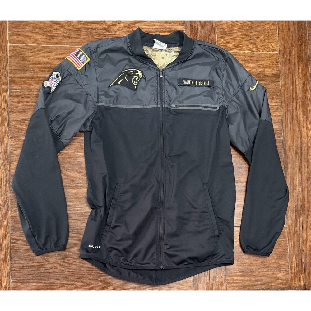 Carolina Panthers Jacket Mens S Black NFL Nike Salute To Service Windbreaker